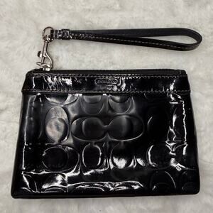 COACH Black Patent Leather Wristlet